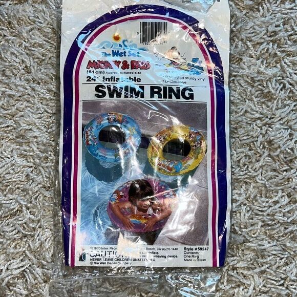 Vintage 1983 The Wet Set Swim Ring 24" Mickey & Pals Blue Minnie Mouse Duck Plut - Picture 1 of 6